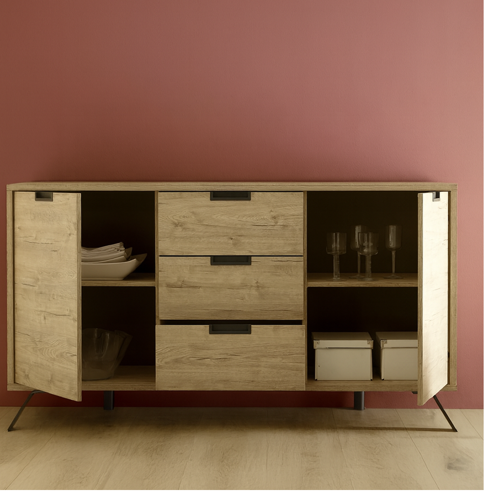 VALENCIA Credenza a 2 Ante - 3 Cassetti