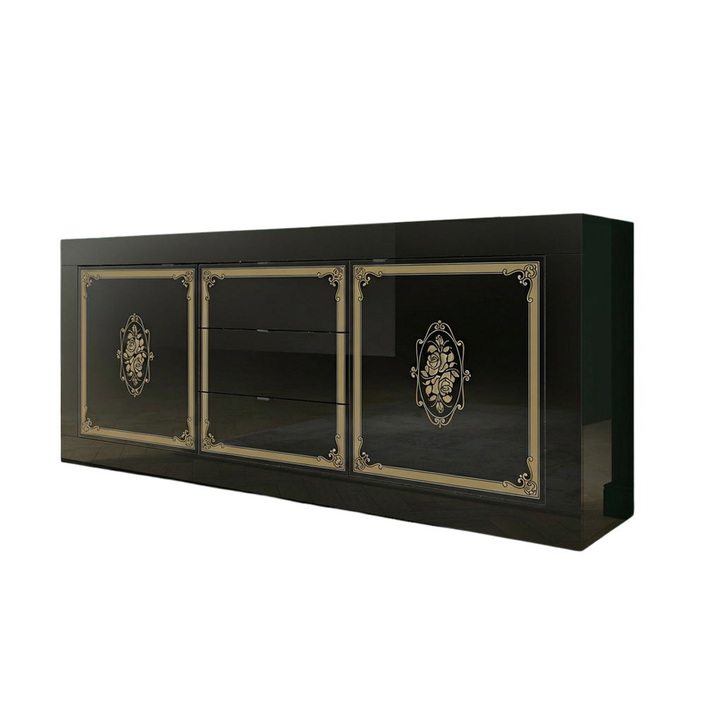Sideboard 2 Ante 3 Cassetti Nero
