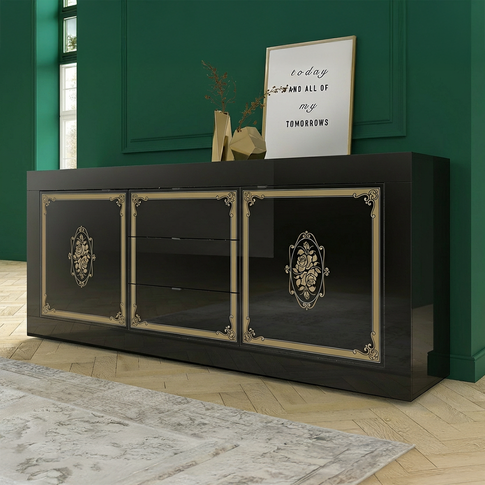 Sideboard 2 Ante 3 Cassetti Nero