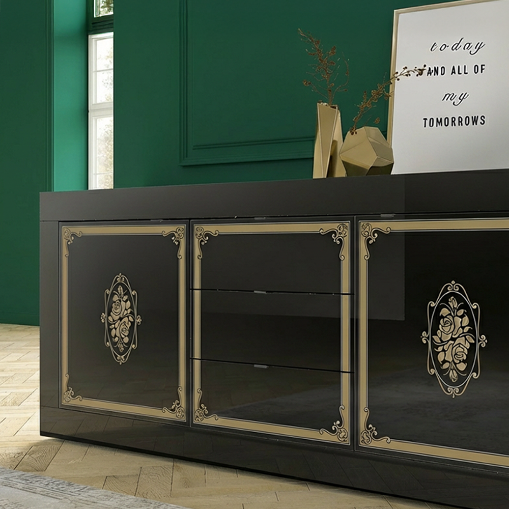 Sideboard 2 Ante 3 Cassetti Nero