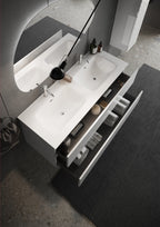 Mobile Bagno Sospeso (lavabo a Doppia Vasca) - 2 Cassetti LONDON 122 cm Bianco Lucido