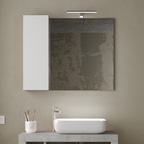 BARCELONA Specchiera Bagno con Colonna 1 Anta e LED 92 cm Bianco Lucido / Cemento