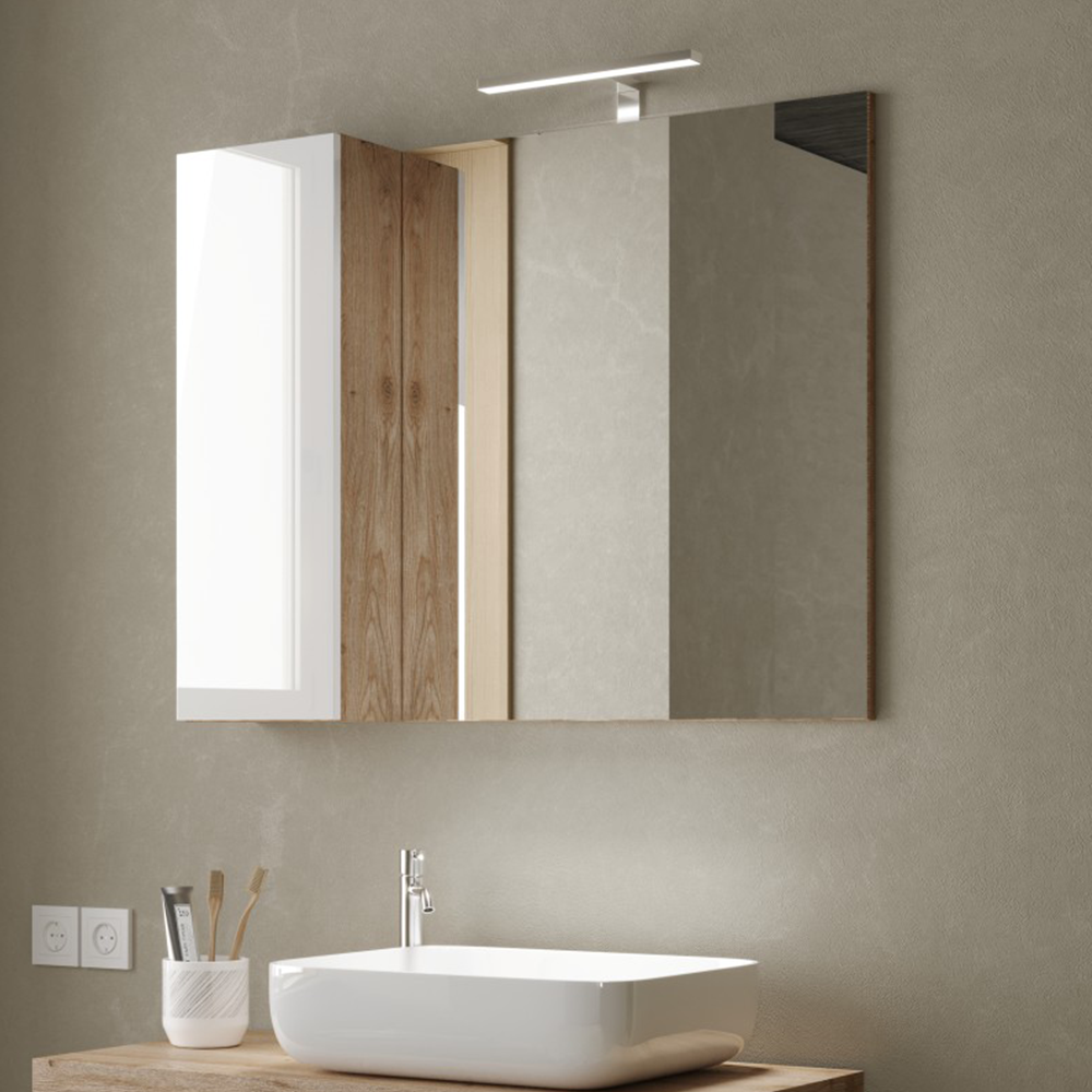 BARCELONA Specchiera Bagno con Colonna 1 Anta e LED 92 cm