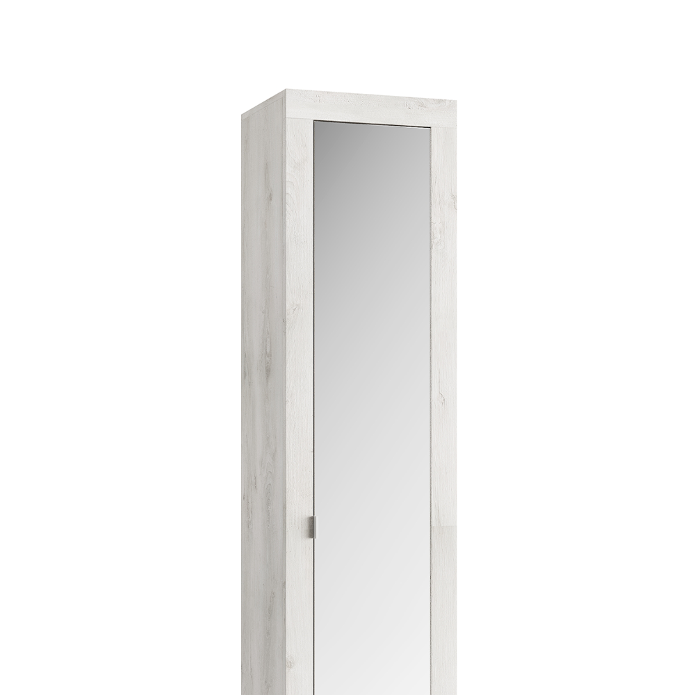 MADRID Armadio a 1 Anta - con Specchio - 5 Ripiani 40 cm Pino Quercia