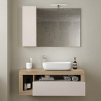 BARCELONA Specchiera Bagno con Colonna 1 Anta e LED 110 cm Cashmere / Kadiz