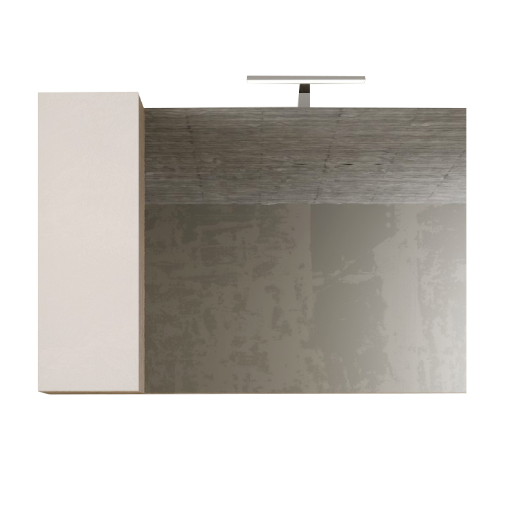 BARCELONA Specchiera Bagno con Colonna 1 Anta e LED 110 cm Cashmere / Kadiz