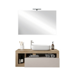 BARCELONA Mobile Bagno Sospeso 1 Cassetto con Specchiera con Luce LED Cashmere / Kadiz