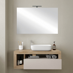 BARCELONA Mobile Bagno Sospeso 1 Cassetto con Specchiera con Luce LED Cashmere / Kadiz