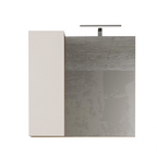 BARCELONA Mobile Bagno Sospeso 1 Cassetto con Specchiera con Colonna 1 Anta e Luce LED Cashmere / Kadiz