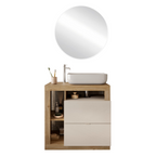 BARCELONA Mobile Bagno a Terra 2 Cassetti con Specchiera "orb" - Retroilluminata Cashmere / Kadiz