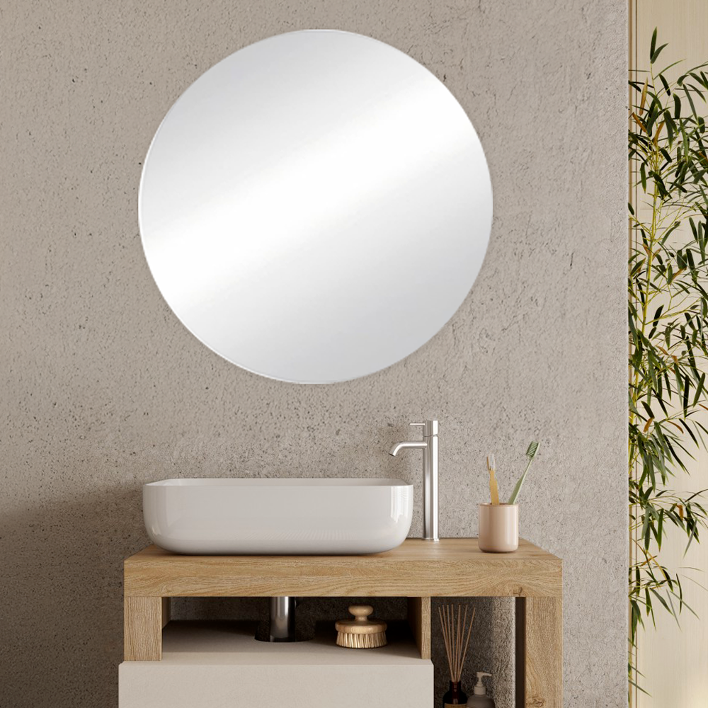 BARCELONA Mobile Bagno a Terra 2 Cassetti con Specchiera "orb" - Retroilluminata Cashmere / Kadiz