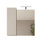 BARCELONA Mobile Bagno a Terra 2 Cassetti con Specchiera con Colonna 1 Anta e Luce LED Cashmere / Kadiz