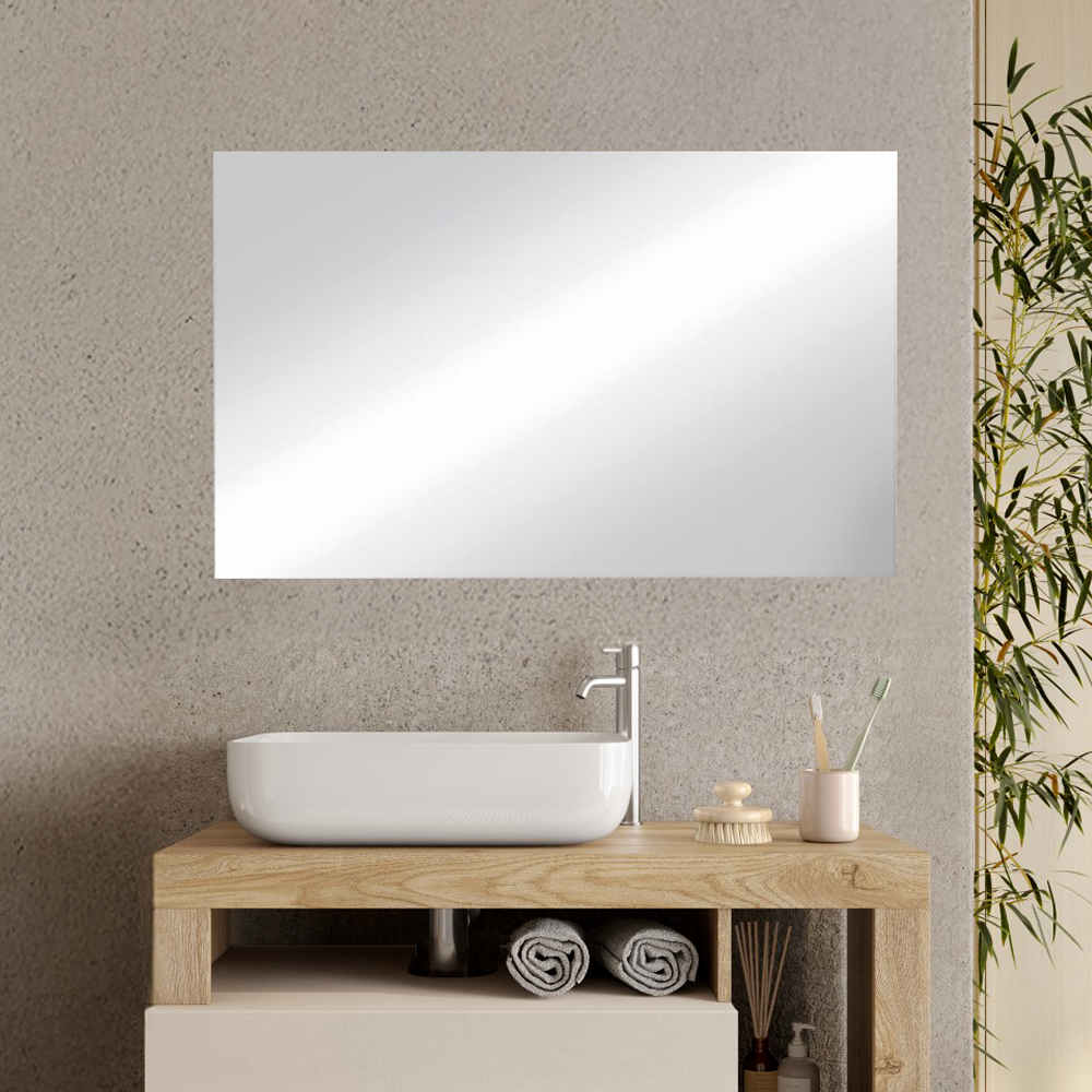 BARCELONA Mobile Bagno a Terra 2 Cassetti con Specchiera "quadrata" - Retroilluminata Cashmere / Kadiz