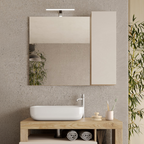 BARCELONA Mobile Bagno a Terra 2 Cassetti con Specchiera con Colonna 1 Anta e Luce LED Cashmere / Kadiz