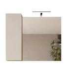 BARCELONA Mobile Bagno a Terra 2 Cassetti con Specchiera con Colonna 1 Anta e Luce LED Cashmere / Kadiz