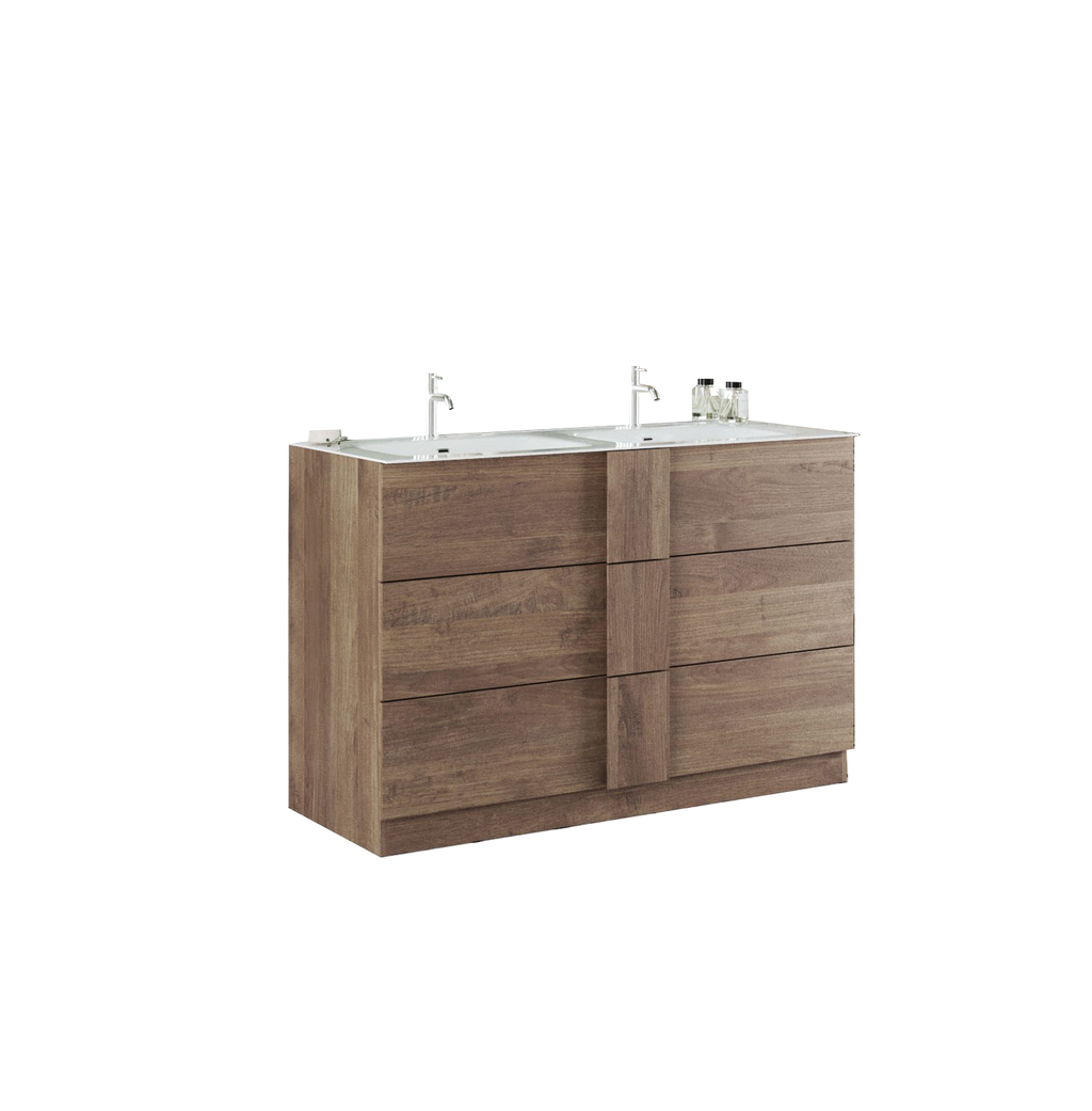 Mobile Bagno a Terra (lavabo a Doppia Vasca) - 3 Cassetti ROME 122 cm Mercure