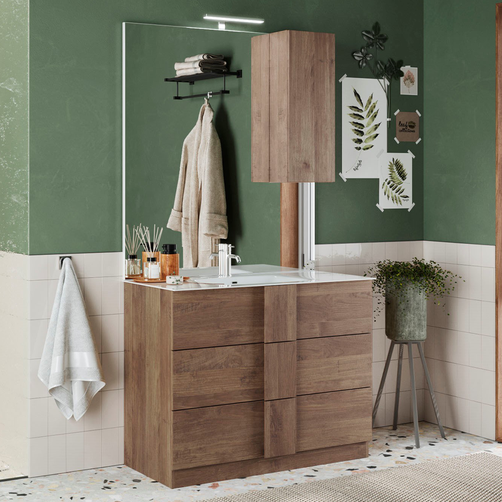 ROME Specchiera Bagno con Colonna 1 Anta e LED 80 cm Mercure