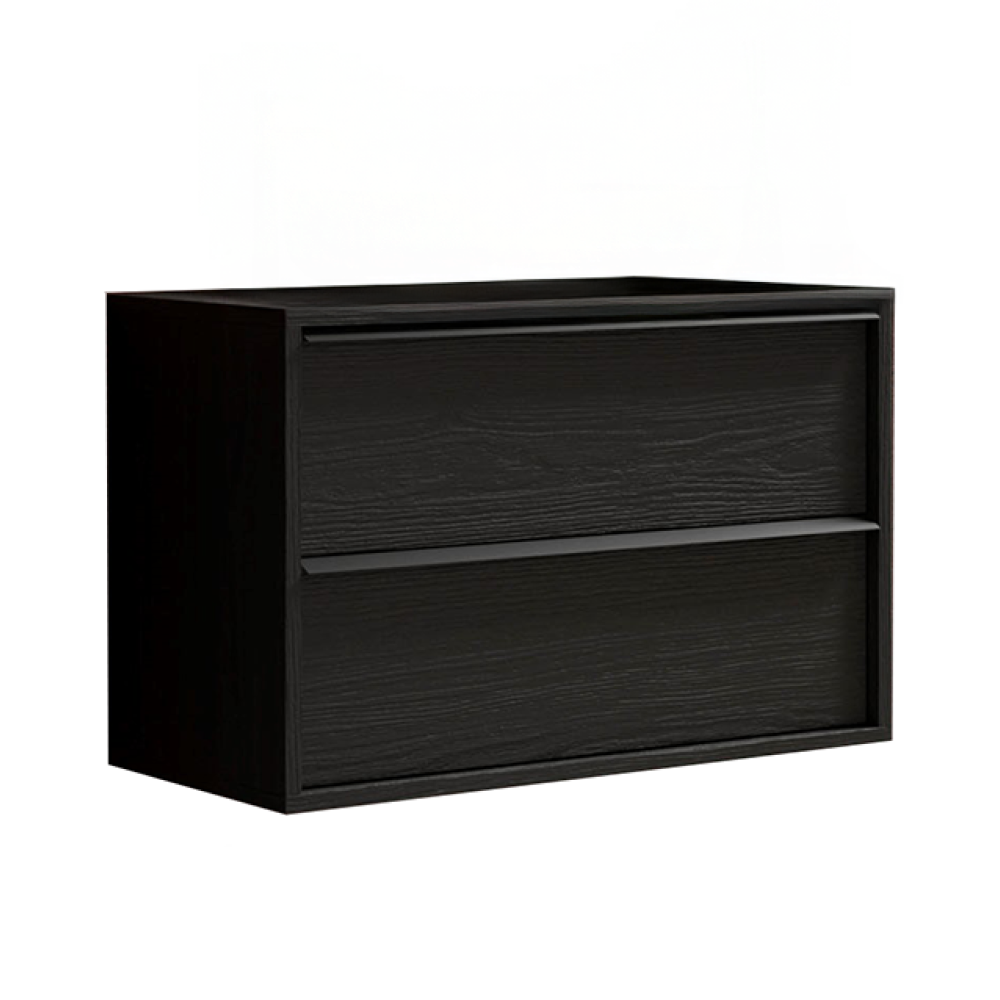 Mobile Bagno Sospeso con 2 Cassetti MILAN 105 cm Nero Frassinato