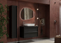 MILAN Mobile Bagno con Lavabo in Ceramica, Sospeso, Larghezza 79cm con Specchiera "pietra" Retroilluminata