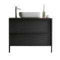 Mobile Bagno Sospeso 2 Cassetti MILAN 79 cm Nero Frassinato