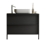 Mobile Bagno Sospeso 2 Cassetti MILAN 79 cm Nero Frassinato
