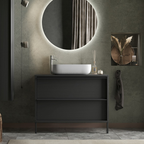 Mobile Bagno Sospeso 2 Cassetti MILAN 79 cm Nero Frassinato