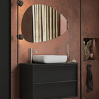 Mobile Bagno Sospeso 2 Cassetti MILAN 92 cm Nero Frassinato