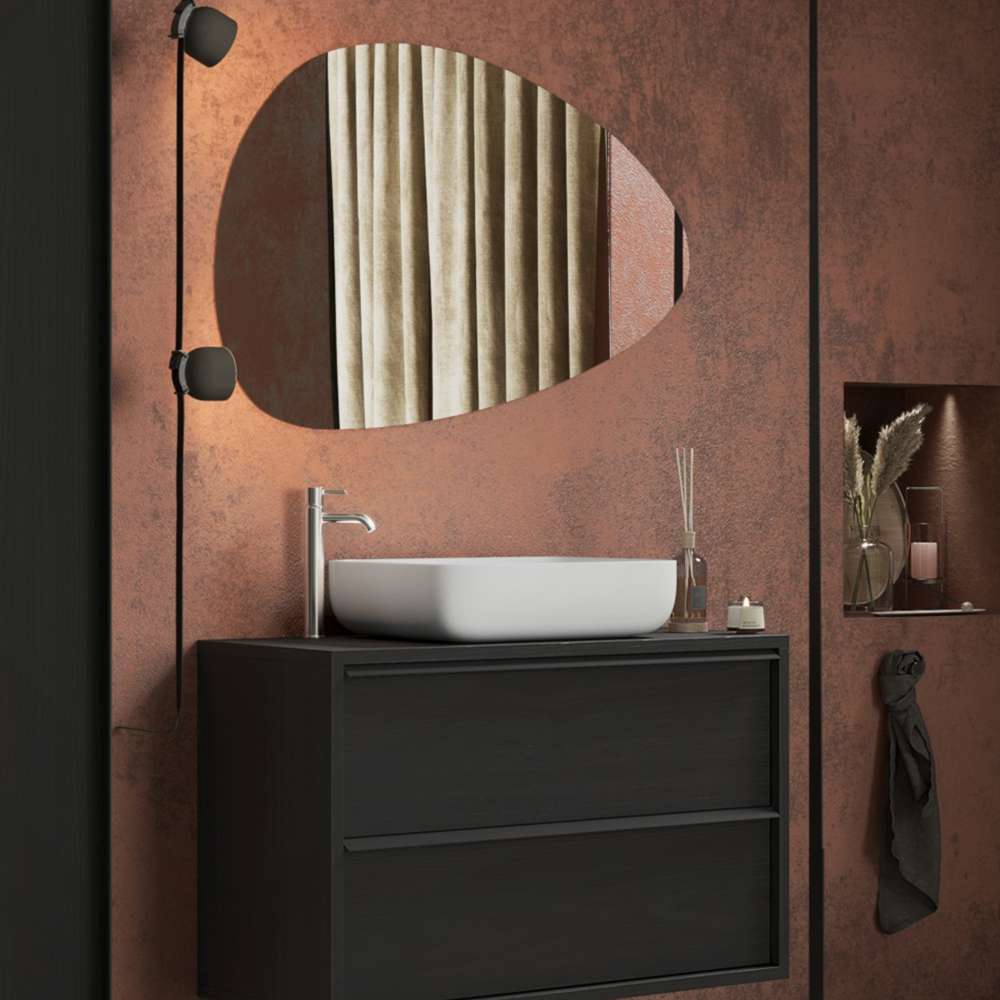 Mobile Bagno Sospeso 2 Cassetti MILAN 92 cm Nero Frassinato