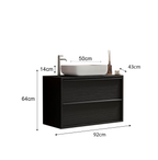 Mobile Bagno Sospeso 2 Cassetti MILAN 92 cm Nero Frassinato