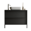 Mobile Bagno a Terra 2 Cassetti MILAN 92 cm Nero Frassinato