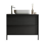 Mobile Bagno a Terra 2 Cassetti MILAN 92 cm Nero Frassinato