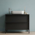 Mobile Bagno a Terra 2 Cassetti MILAN 92 cm Nero Frassinato