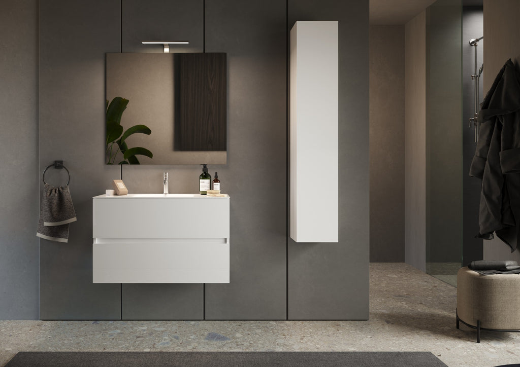 Mobile Bagno Sospeso 2 Cassetti LONDON 101 cm Bianco Lucido
