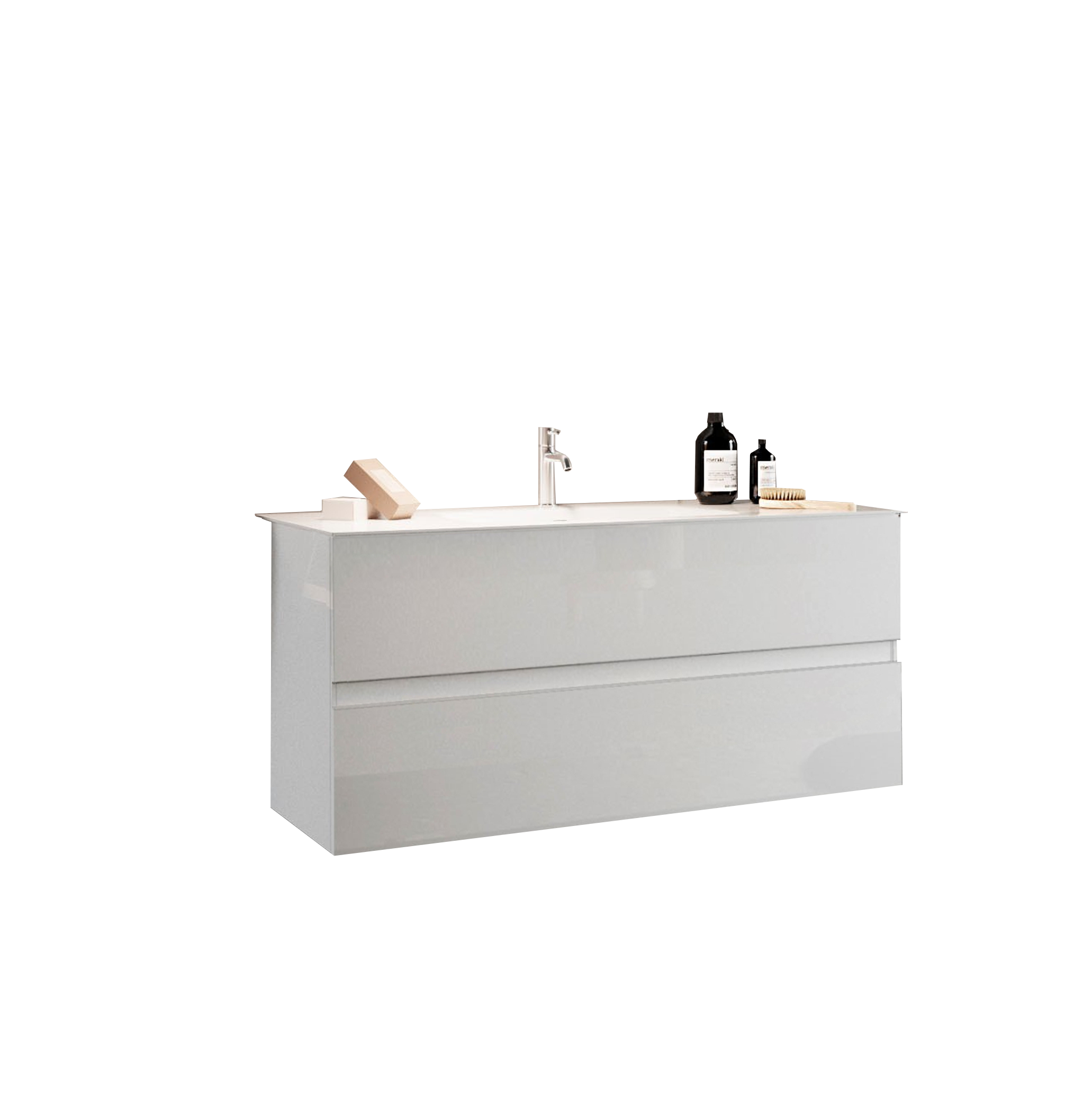 Mobile Bagno Sospeso 2 Cassetti LONDON 101 cm Bianco Lucido