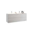 Mobile Bagno Sospeso (lavabo a Doppia Vasca) - 2 Cassetti LONDON 122 cm Bianco Lucido
