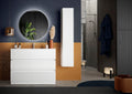 LONDON Mobile Bagno con Lavabo in Ceramica, a Terra con Base, Larghezza 80cm, con Specchiera "orb" - Retroilluminata Lacca Bianca Lucida