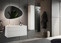 LONDON Mobile Bagno con Lavabo in Ceramica, Sospeso, Larghezza 80cm con Specchiera "pietra" - Retroilluminata Lacca Bianca Lucida