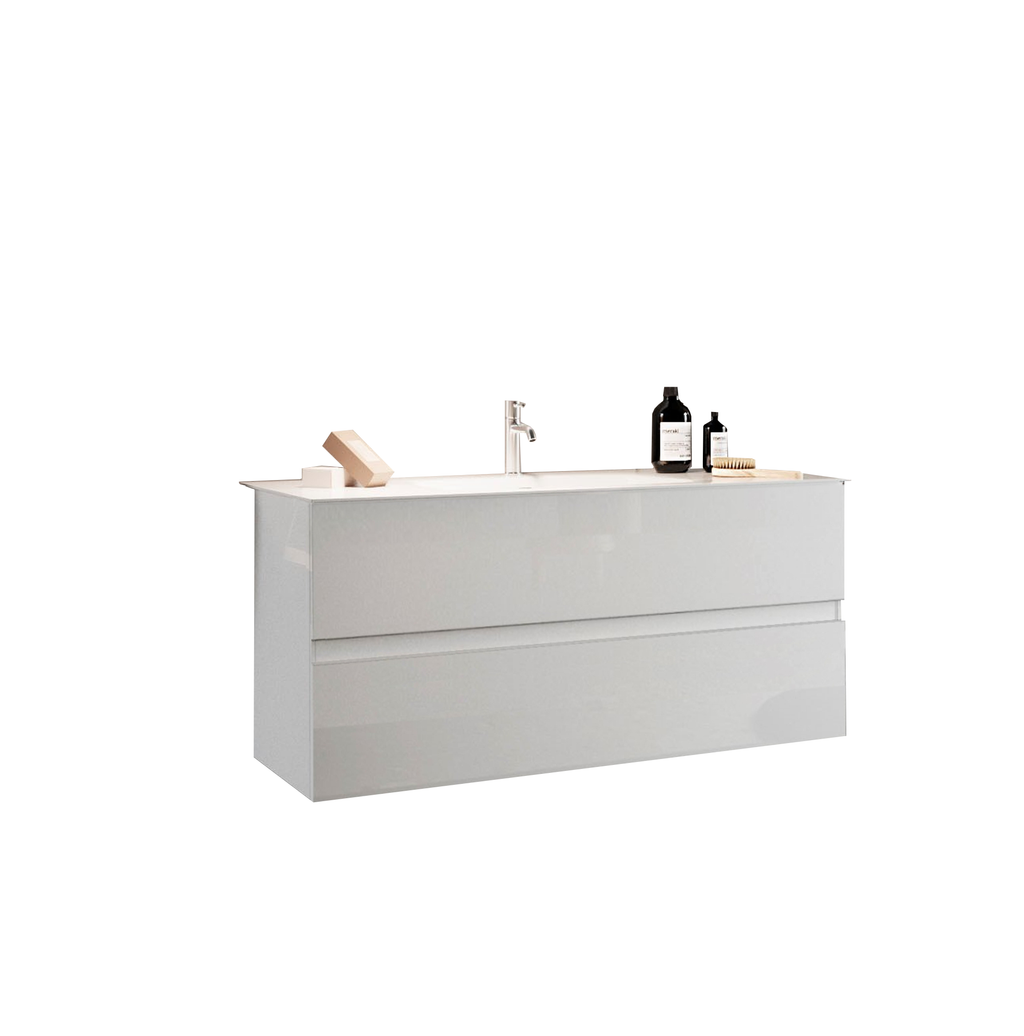 Mobile Bagno Sospeso 2 Cassetti LONDON 82 cm Bianco Lucido