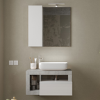 Mobile Bagno Sospeso 1 Cassetto BARCELONA 79 cm Bianco Lucido / Cemento