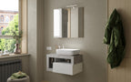 Mobile Bagno Sospeso 1 Cassetto BARCELONA 79 cm Bianco Lucido / Cemento
