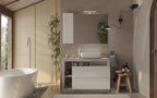 Mobile Bagno a Terra 2 Cassetti BARCELONA 110 cm Bianco Lucido / Cemento