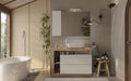 BARCELONA Mobile da Bagno con Lavabo in Ceramica, a Terra, Larghezza 110 cm, con Specchiera con Colonna 1 Anta e Luce LED