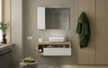 BARCELONA Mobile da Bagno con Lavabo in Ceramica, Sospeso, Larghezza 110 cm con Specchiera con Colonna 1 Anta e Luce LED