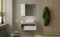 BARCELONA Mobile Bagno con Lavabo in Ceramica, Sospeso, Larghezza 92cm con Specchiera con Colonna 1 Anta e Luce LED