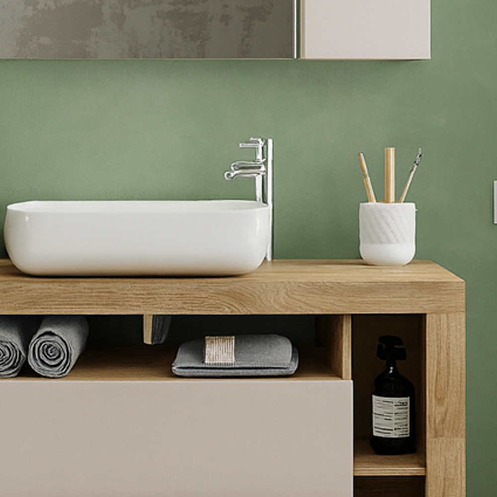 Mobile Bagno Sospeso 1 Cassetto BARCELONA 92 cm Bianco Lucido / Kadiz