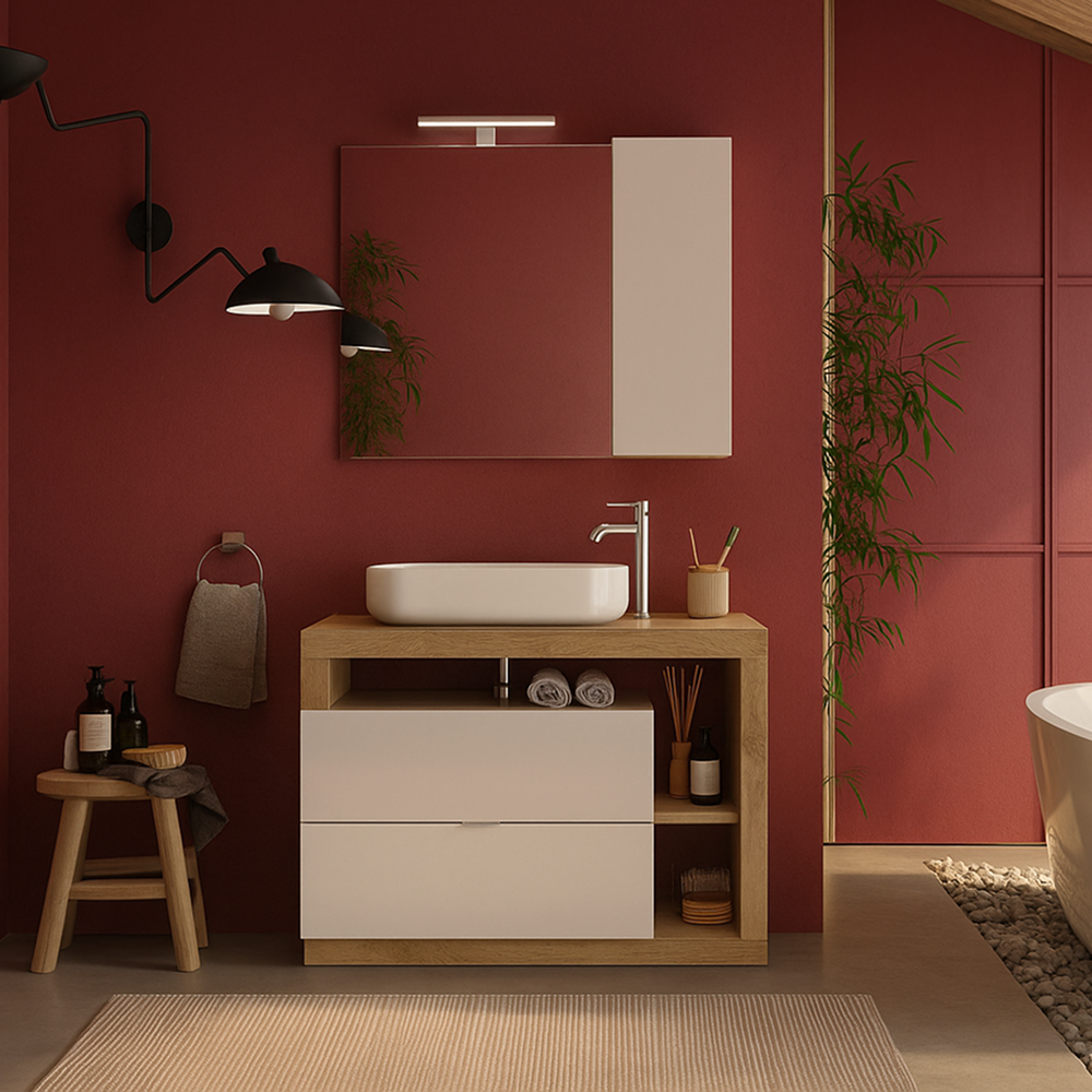 Mobile Bagno a Terra 2 Cassetti BARCELONA 79 cm Bianco Lucido / Kadiz