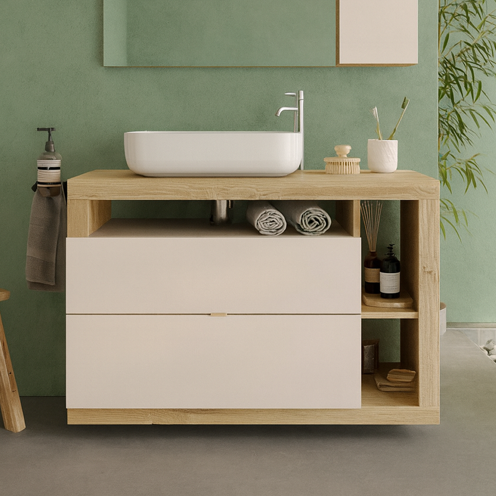 Mobile Bagno a Terra 2 Cassetti BARCELONA 92 cm Bianco Lucido / Kadiz