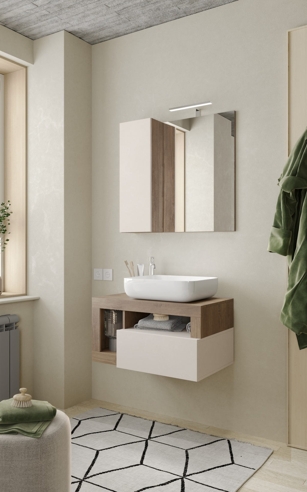 Mobile Bagno Sospeso 1 Cassetto BARCELONA 79 cm Cashmere / Mercure