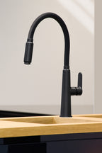 Miscelatore Lavello Laterale con Canna Flessibile Nero 18 cm Cromato / Nero