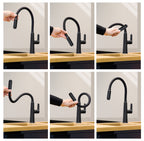 Miscelatore Lavello Laterale con Canna Flessibile Nero 18 cm Cromato / Nero
